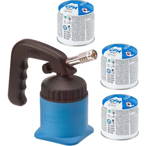 "Soldering torch LM 2000 Powerful, ideal for soft and hard soldering up to 1750°C with 3 gas cartridges image"