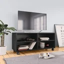 TV cabinet with wheels 90x35x35 cm chipboard black