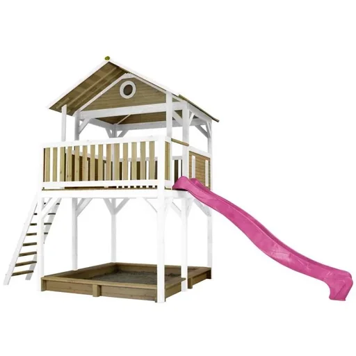 "Woody Play Tower Brown/White - Purple Slide image"