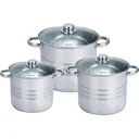Pots and pans 6 pieces - with glass lids - 5.3L, 6.8L and 8.8L - stainless steel