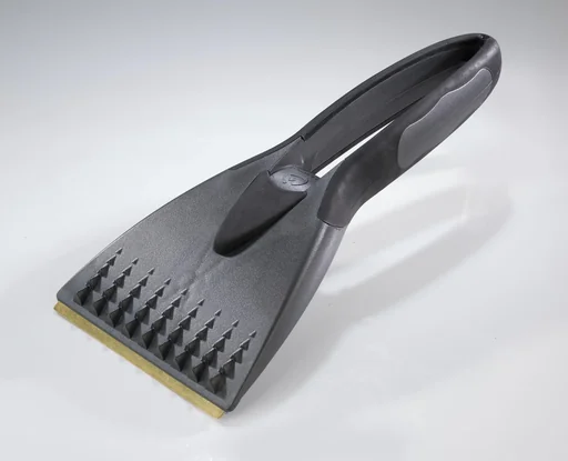 "Ice scraper with brass blade and K2 handle, metallic color image"