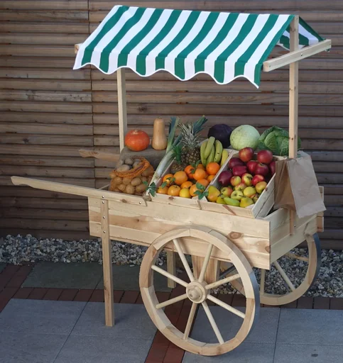 "Market cart with canopy white/blue image"