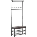 Clothes rack wardrobe bench with 2 shoe shelves metal
