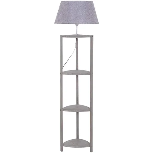 "Floor lamp floor lamp lampshade 40W Scandinavian wood + linen grey 46 x 46 x 158.5 cm image"