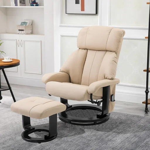 "Massage chair TV chair Armchair with stool Massage with timer function Beige 76 x 80 x 102 cm image"