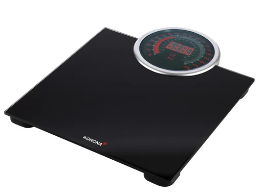 "Glass scale "Cora", 180 kg, black image"