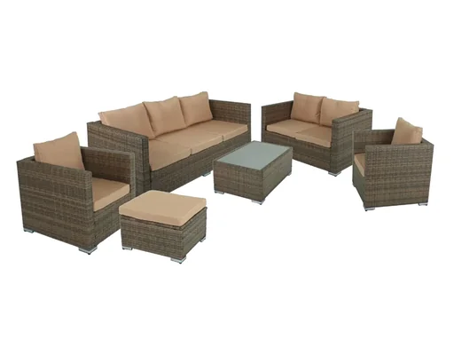 "MURCIA seating group, 6-piece, steel / plastic mesh, cappuccino brown image"
