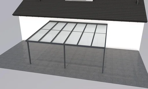 "Patio roof Premium, anthracite, 6110 x 5060 mm - Polycarbonate multi-wall sheets 16 mm, clear image"