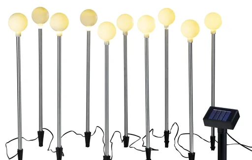 "Solar ball light chain with solar panel, warm white image"