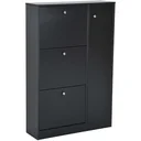 Shoe cabinet shoe rack 3 flaps 28 pairs black