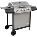 Gas grill with 6 burners black and silver