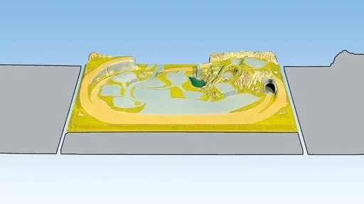"Finished terrain Königsfeld - 160 x 100 cm, approx. 24 cm high, gauge H0, TT, colored and grassed, on wooden frame image"