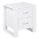 Bedside table with 2 drawers Modern square with handle raised base Melamine coated bedroom storage furniture