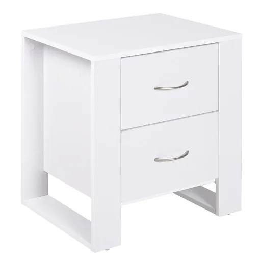 "Bedside table with 2 drawers Modern square with handle raised base Melamine coated bedroom storage furniture image"