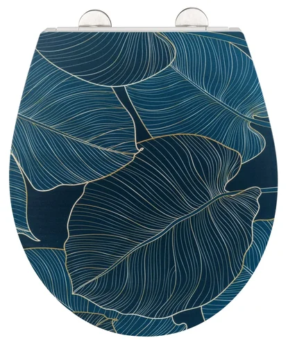 "Premium toilet seat Big Leaves with relief, made of antibacterial Duroplast, with soft-close mechanism image"