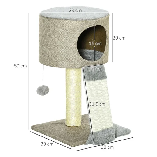 "Scratching post cat tree climbing tree for cats cat box with cat ball gray 30 x 30 x 50 cm image"