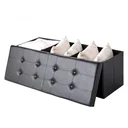 Foldable seat box with hinged lid, light grey - 115x38x38cm