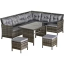 18-piece seating set, garden set, sofa set, garden furniture set, lounge, polyrattan, grey