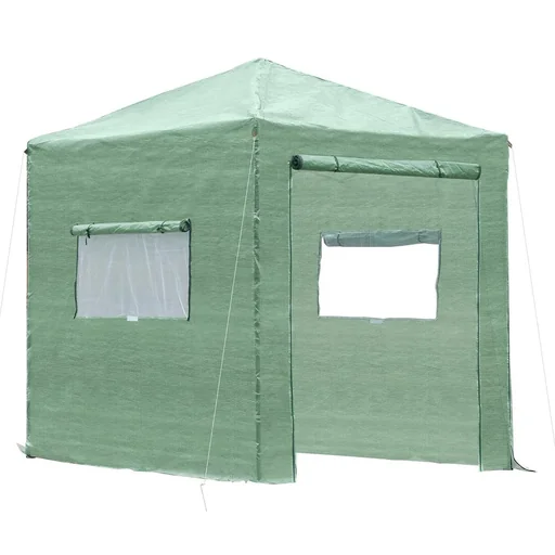 "Greenhouse, tomato house, cold frame with door and window for rolling up, PE steel, dark green, 240 x 180 x 240 cm image"