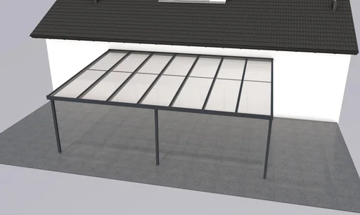 "Patio roof Premium, anthracite, 7120 x 5060 mm - Acrylic multi-wall sheets 16 mm, bronze image"