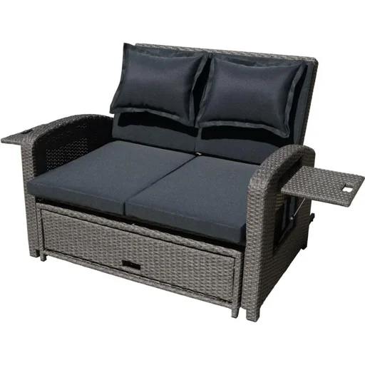 "NIZZA functional sofa, steel, plastic mesh, dark grey image"