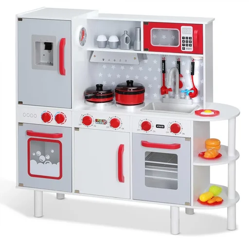 "Wooden play kitchen including accessories 57x29.5x83cm image"