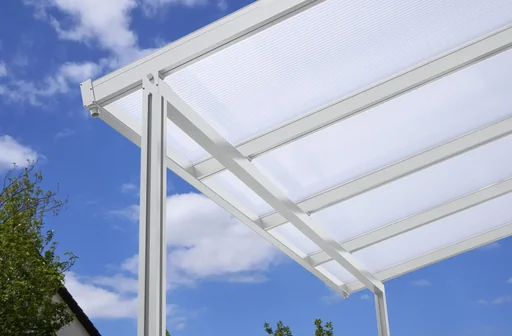 "Patio roof Premium, white, 4102 x 4060 mm - Polycarbonate multi-wall sheets 16 mm, opal image"