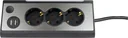 3-way power strip with LED light and 2 USB ports