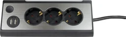 3-voudige stekkerdoos met LED-verlichting en 2 USB-aansluitingen