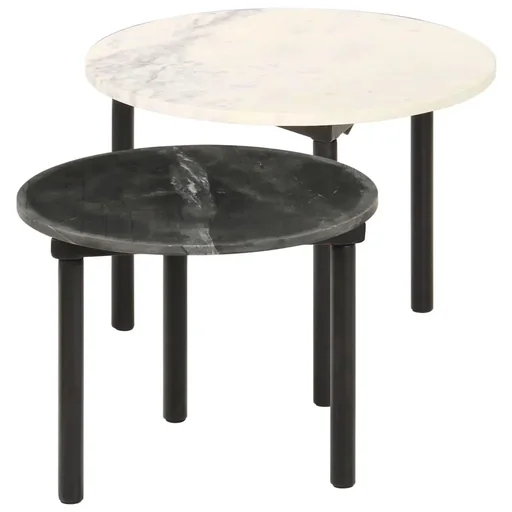 "2-piece coffee tables, black and white image"