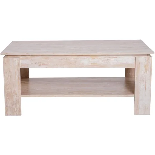 "Coffee table side table coffee table with shelf pine wood 110 x 65 cm image"