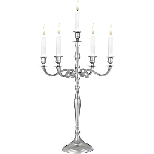 "Candlestick 5-armed 78cm aluminum nickel-plated silver image"