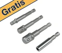 Drill chuck inserts for socket wrench set, 4 pieces