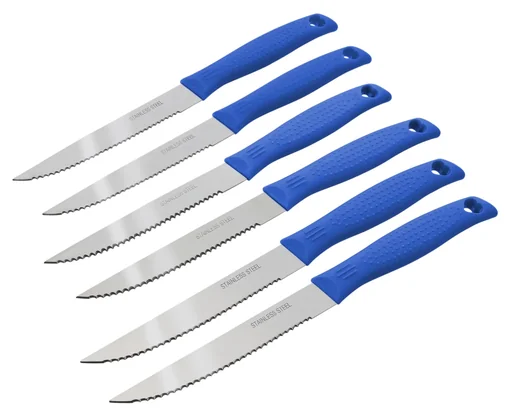 "Steak knife set, 6-piece, blue image"