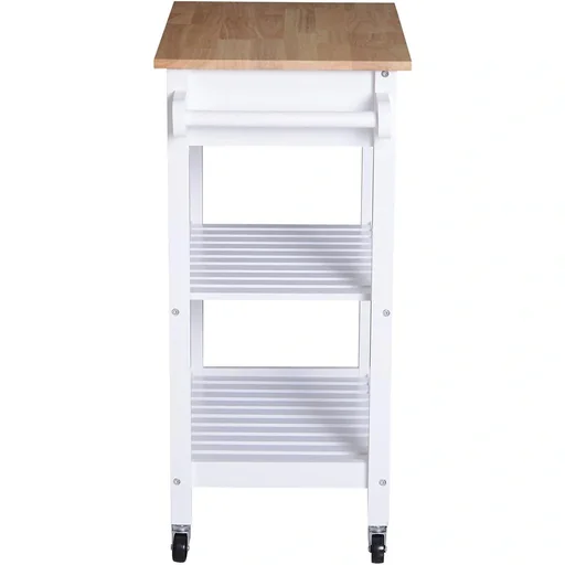 "Serving trolley kitchen trolley on wheels with drawer wood white 64 x 39 x 84.5 cm image"