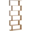 Bookshelf wall shelf room divider with 6 compartments oak