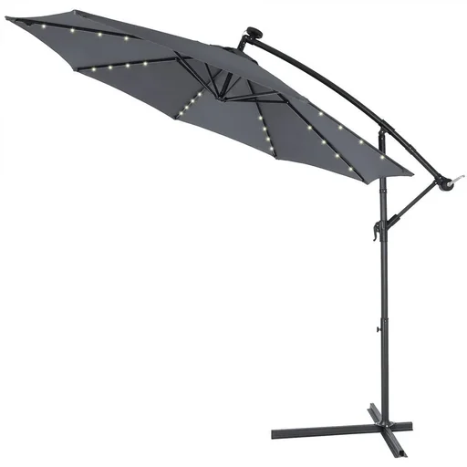 "Parasol Mali with LED lighting, pivoting, anthracite - Ø 3.3m image"