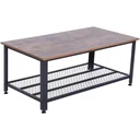 Vintage side table, coffee table, sofa table with shelf, metal frame, grained, 106 x 60 x 45 cm