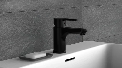 "Wash basin mixer, matt black image"