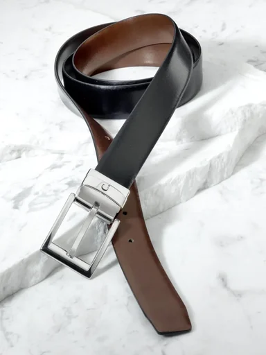 "Reversible belt 125 cm, black-brown image"