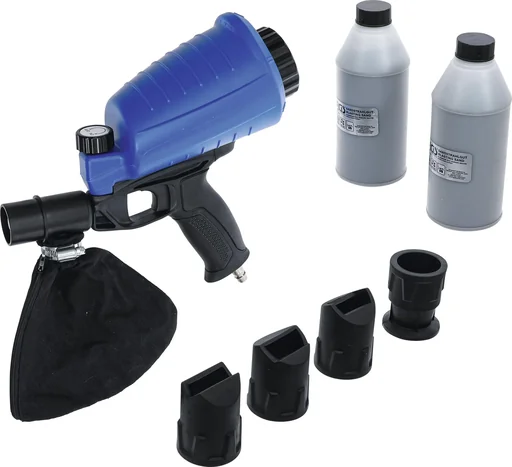 "Compressed air sandblasting gun including 3-piece accessories image"