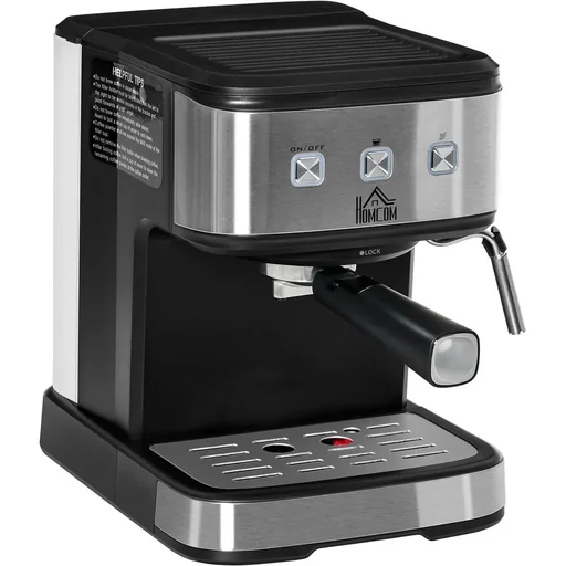 "Espresso machine coffee machine made of stainless steel portafilter machine with milk frother 1.5L water tank 15 bar for espresso C image"