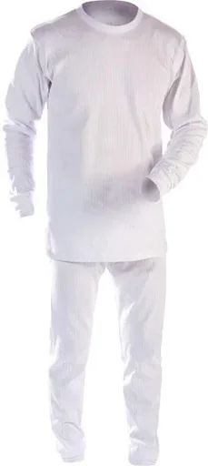 "Long thermal trousers, white, made of breathable cotton, size 5 image"