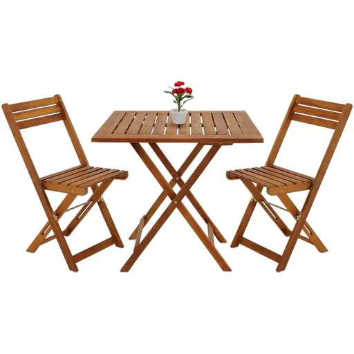 "3-piece acacia wood balcony set - 2 chairs and 1 table image"