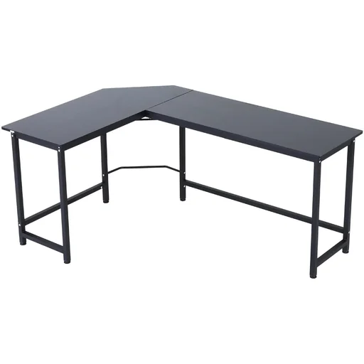 "Computer desk, computer corner table, height adjustable, metal, black, 168 x 120 x 75 cm image"