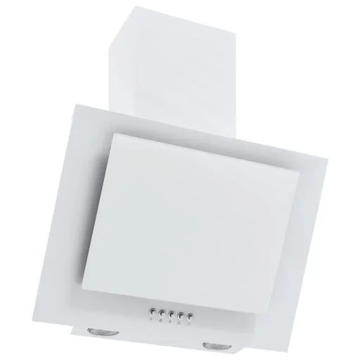 "Wall hood 60 cm made of stainless steel and tempered glass white image"