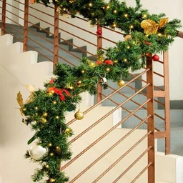 Girlande kerstkrans 5m met lampjes voor binnen/buiten