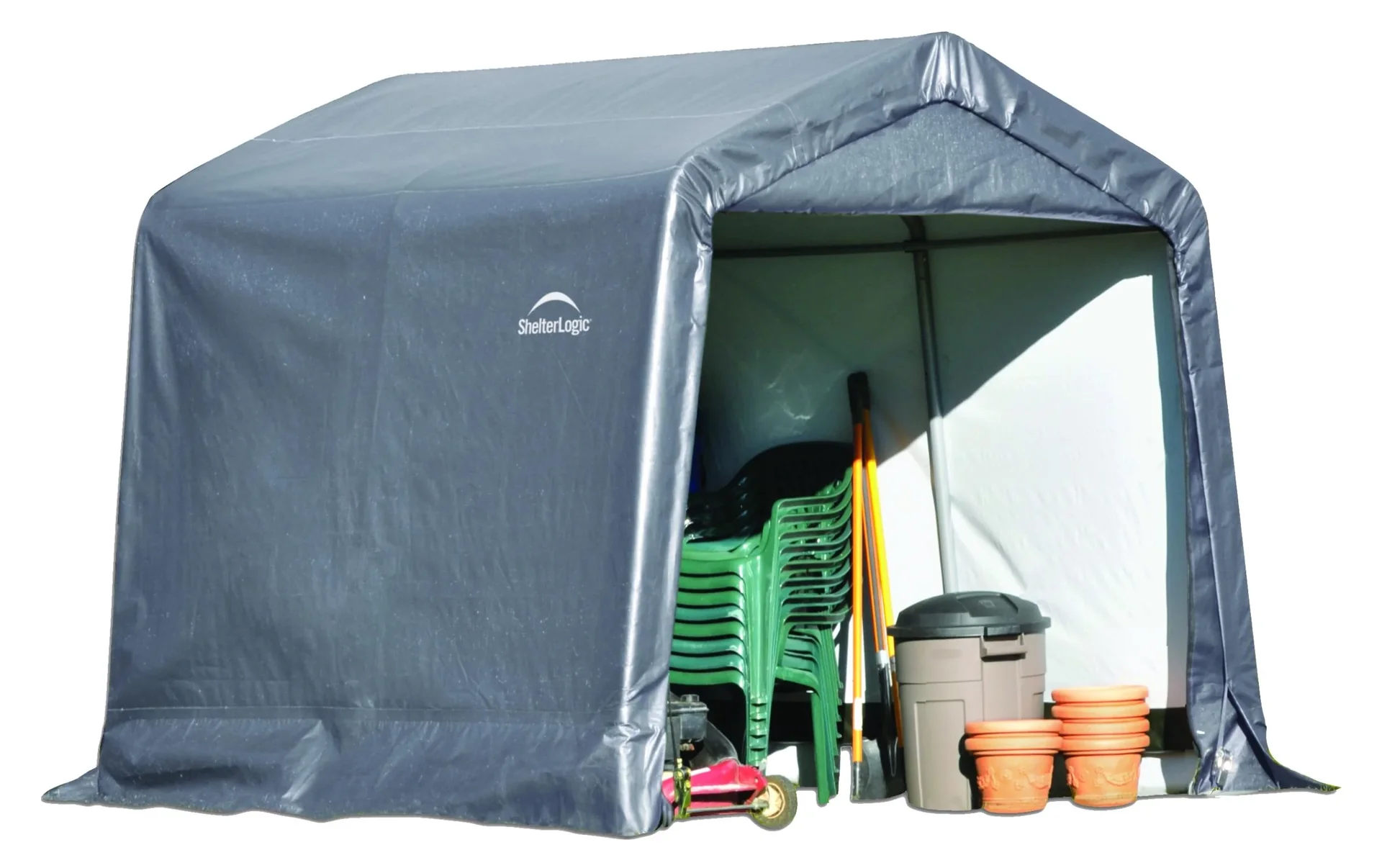 Foliegereedschapshuis 5,76 m², grijs, 240×240 cm – DuPont-stalen frame, weerbestendig