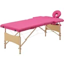 Massage table foldable 2 zones wood pink