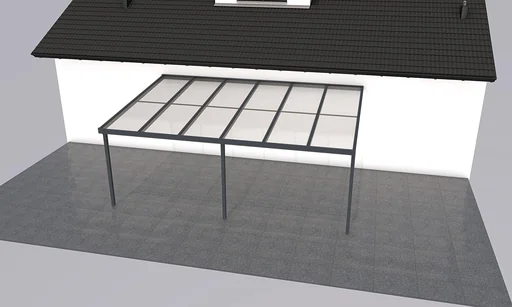 "Patio roof Premium, anthracite, 6110 x 4060 mm - Polycarbonate multi-wall sheets 16 mm, opal image"